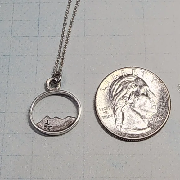Vintage Sterling Mountain Pendant Necklace - Picture 6 of 6